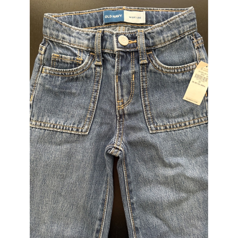 NWT Old Navy Toddler Wide-Leg Jeans Size 3T Blue 100% Cotton Denim - Picture 3 of 12